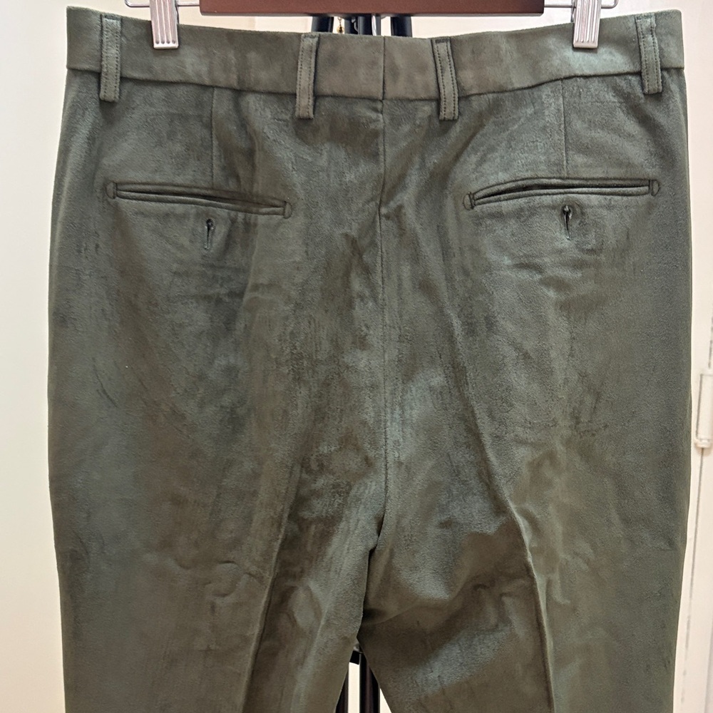 Men's Olive Suede Leather Green Pants Size 34 NWOT - Picture 4 of 10
